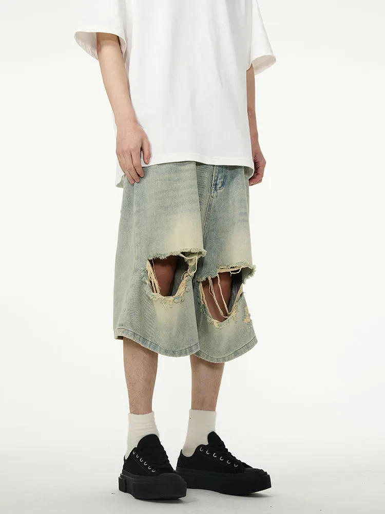 【24s April.】American Retro Ripped Denim Shorts
