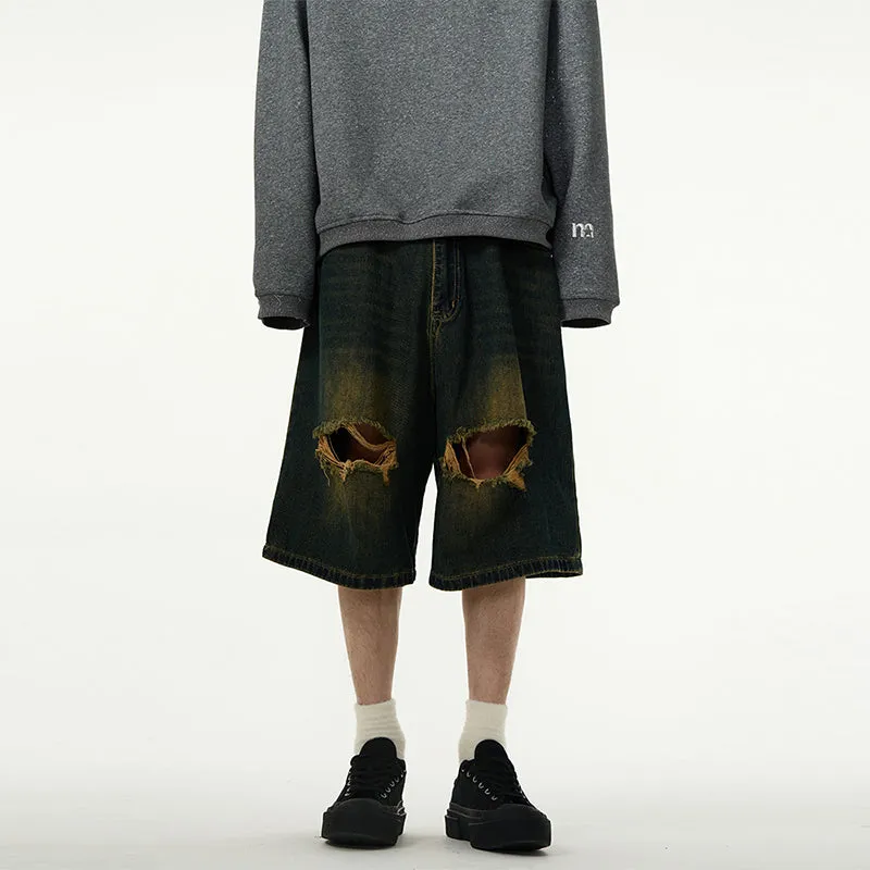 【24s April.】American Retro Ripped Denim Shorts
