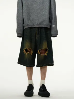 【24s April.】American Retro Ripped Denim Shorts