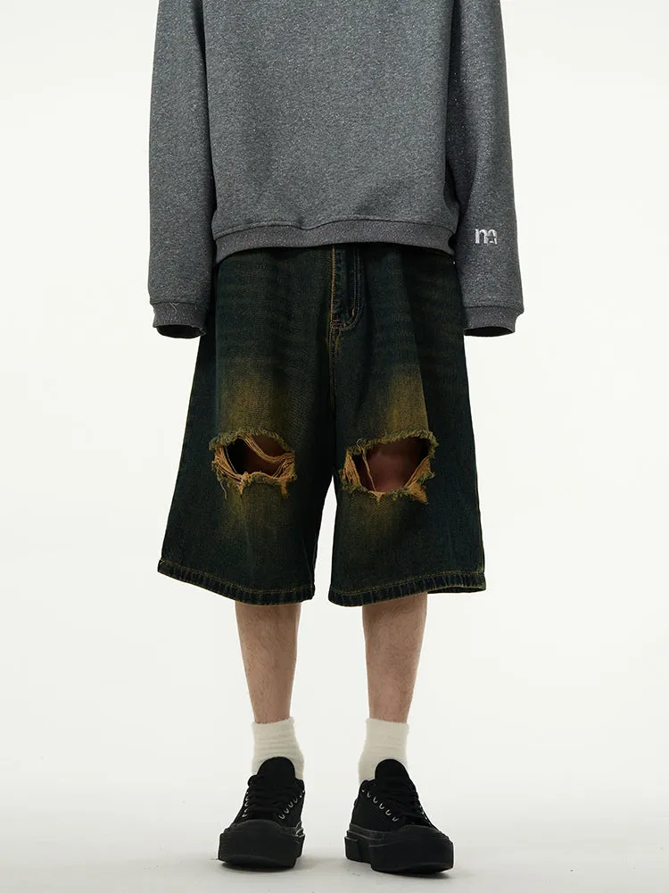【24s April.】American Retro Ripped Denim Shorts