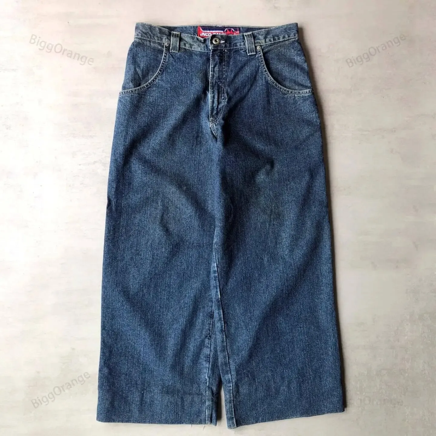 Amozae 1980s fashion trends E-Commerce Loose Jeans Hip Hop Rock Embroidery Street Retro Harajuku High Waist Wide Leg Jeans