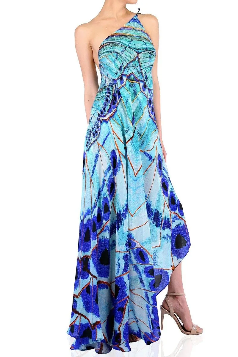 Annabella Butterfly Print Beach Maxi Dress