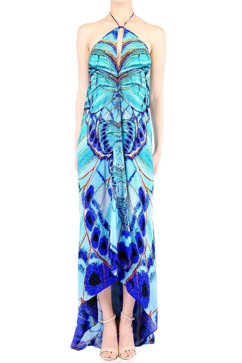 Annabella Butterfly Print Beach Maxi Dress