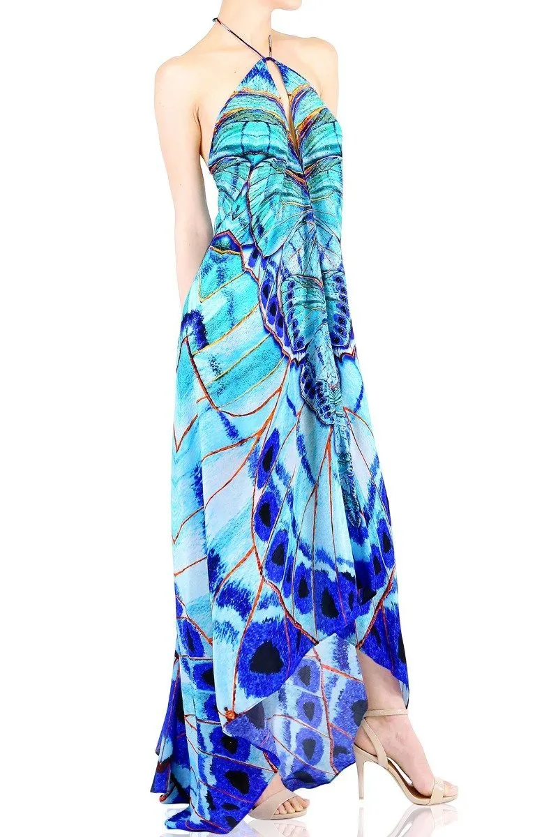 Annabella Butterfly Print Beach Maxi Dress