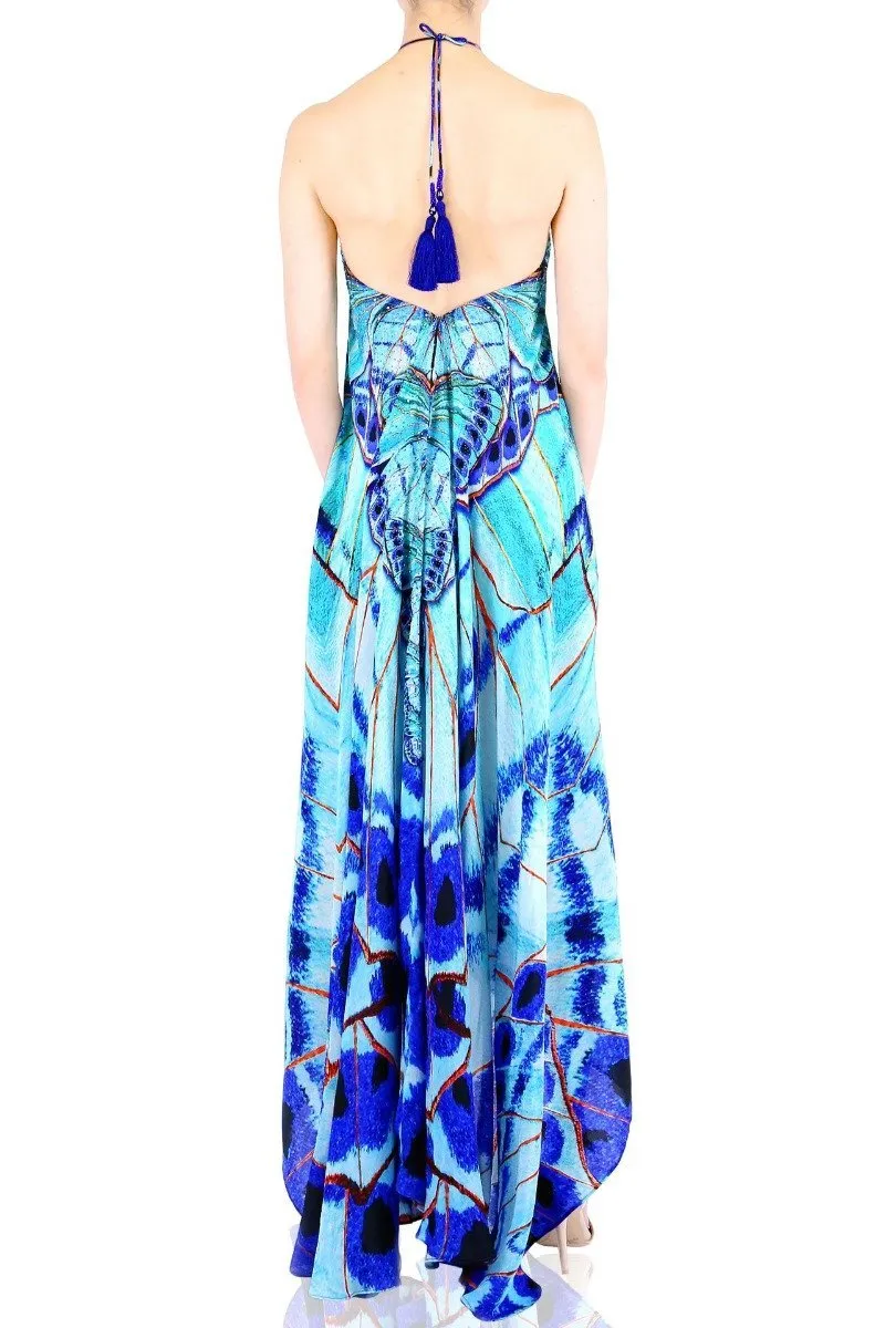 Annabella Butterfly Print Beach Maxi Dress