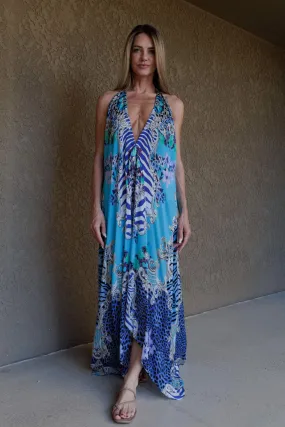 Aqua Blue Maxi Dress For Women