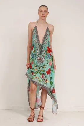 Aqua Printed Maxi Dress