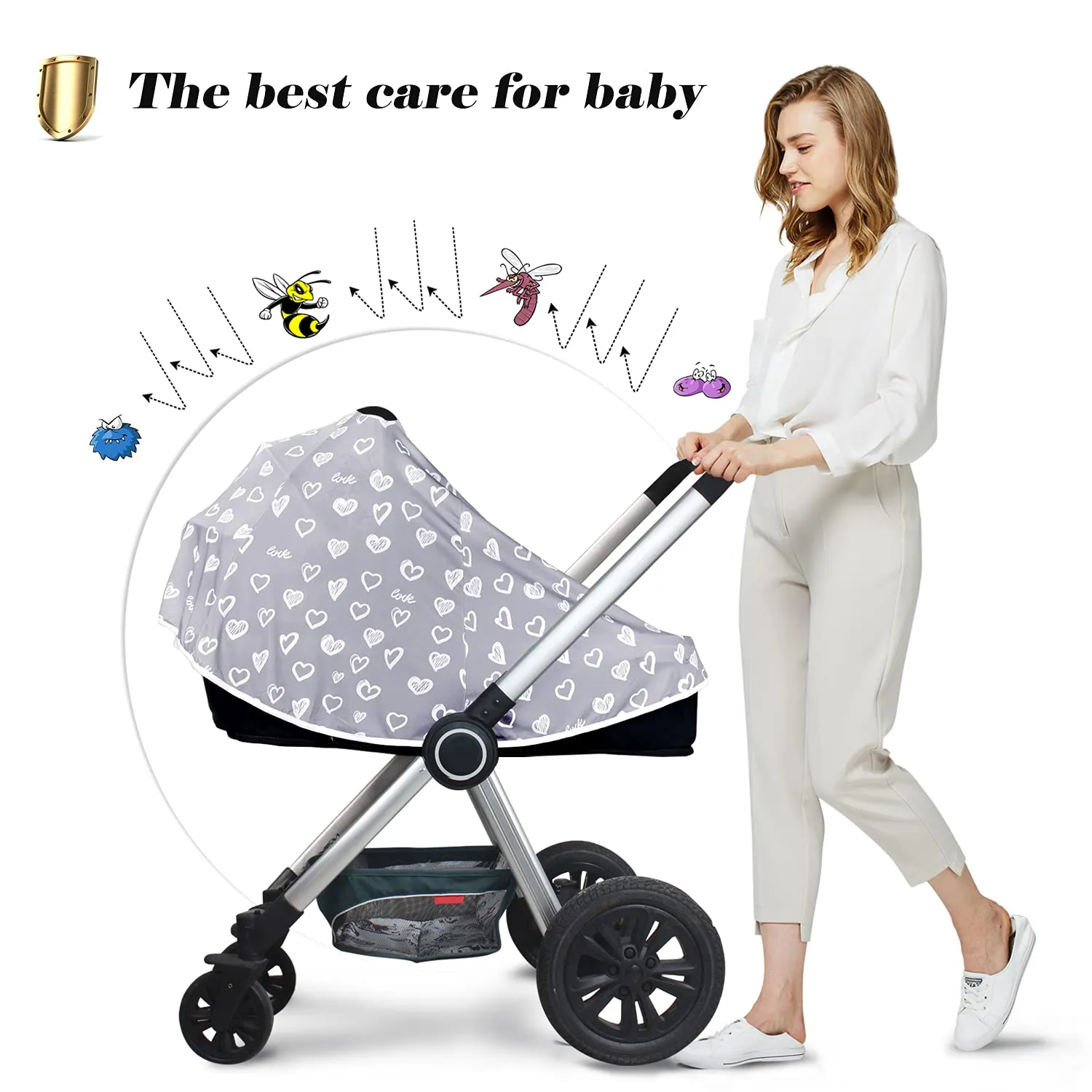 Baby Nursing Cover & Nursing Poncho - Multi Use Cover for Baby Car Seat Canopy, Shopping Cart Cover, Stroller Cover, 360° Full Privacy Breastfeeding Coverage Heart-shaped
