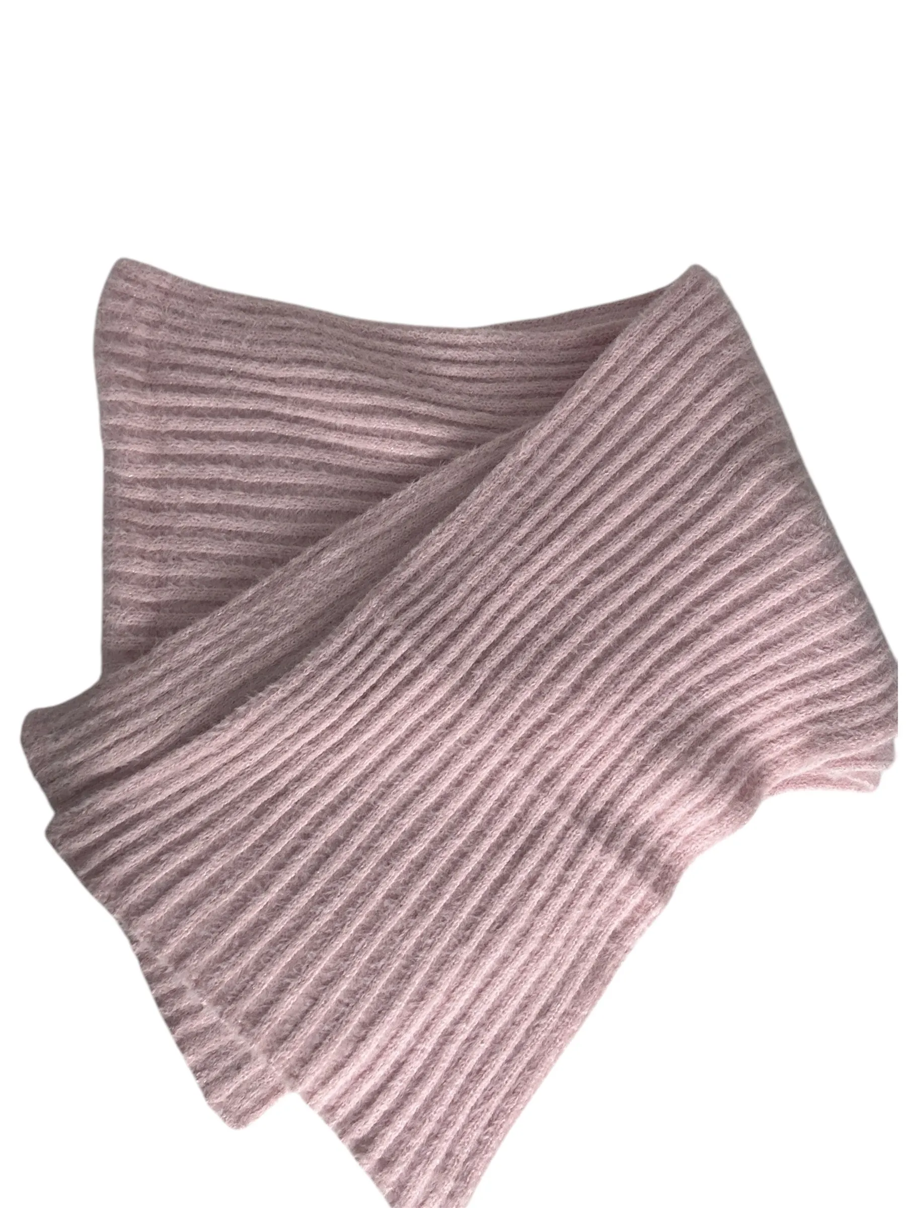 Baby Pink Knit Beanie and Scarf Set