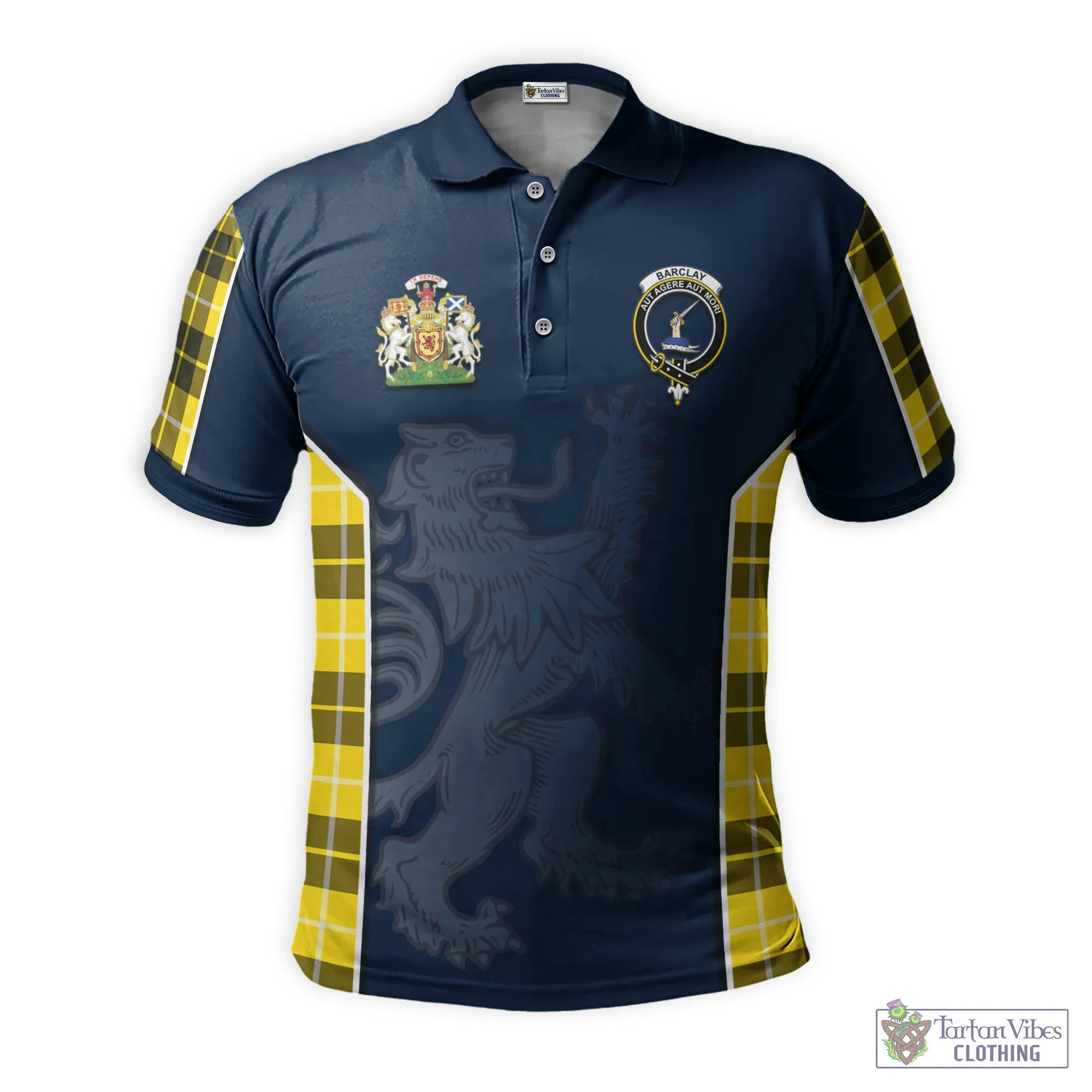 Barclay Dress Modern Tartan Men's Polo Shirt with Family Crest and Lion Rampant Vibes Sport Style