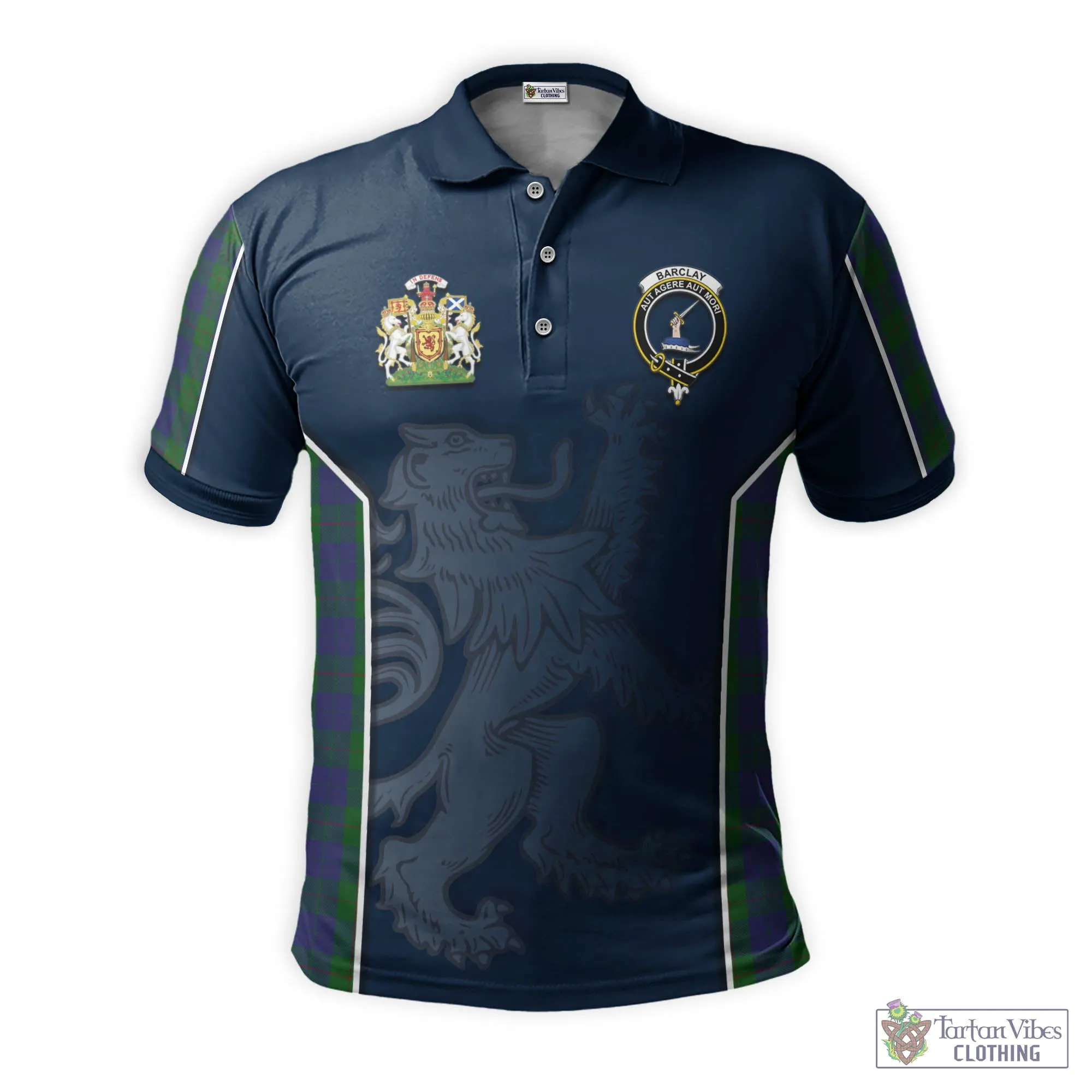 Barclay Tartan Men's Polo Shirt with Family Crest and Lion Rampant Vibes Sport Style