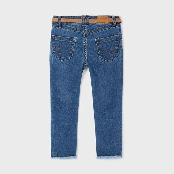 BLUE LONG TROUSER WITH BELT FOR GIRLS