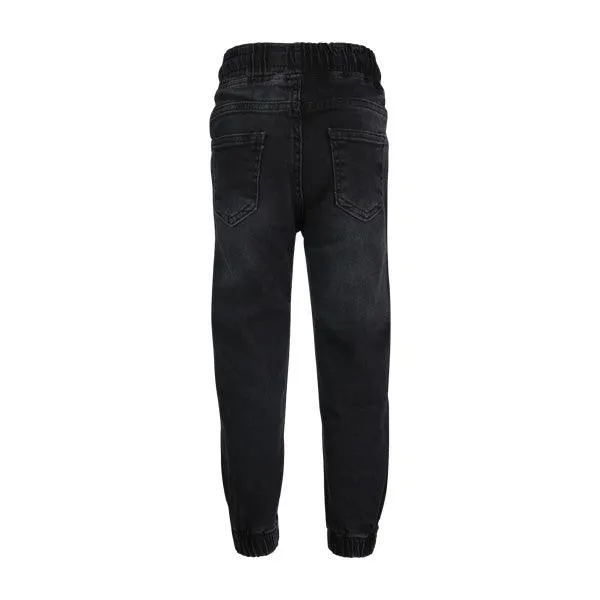 BOYS BLACK ELASTIC DENIM TROUSER
