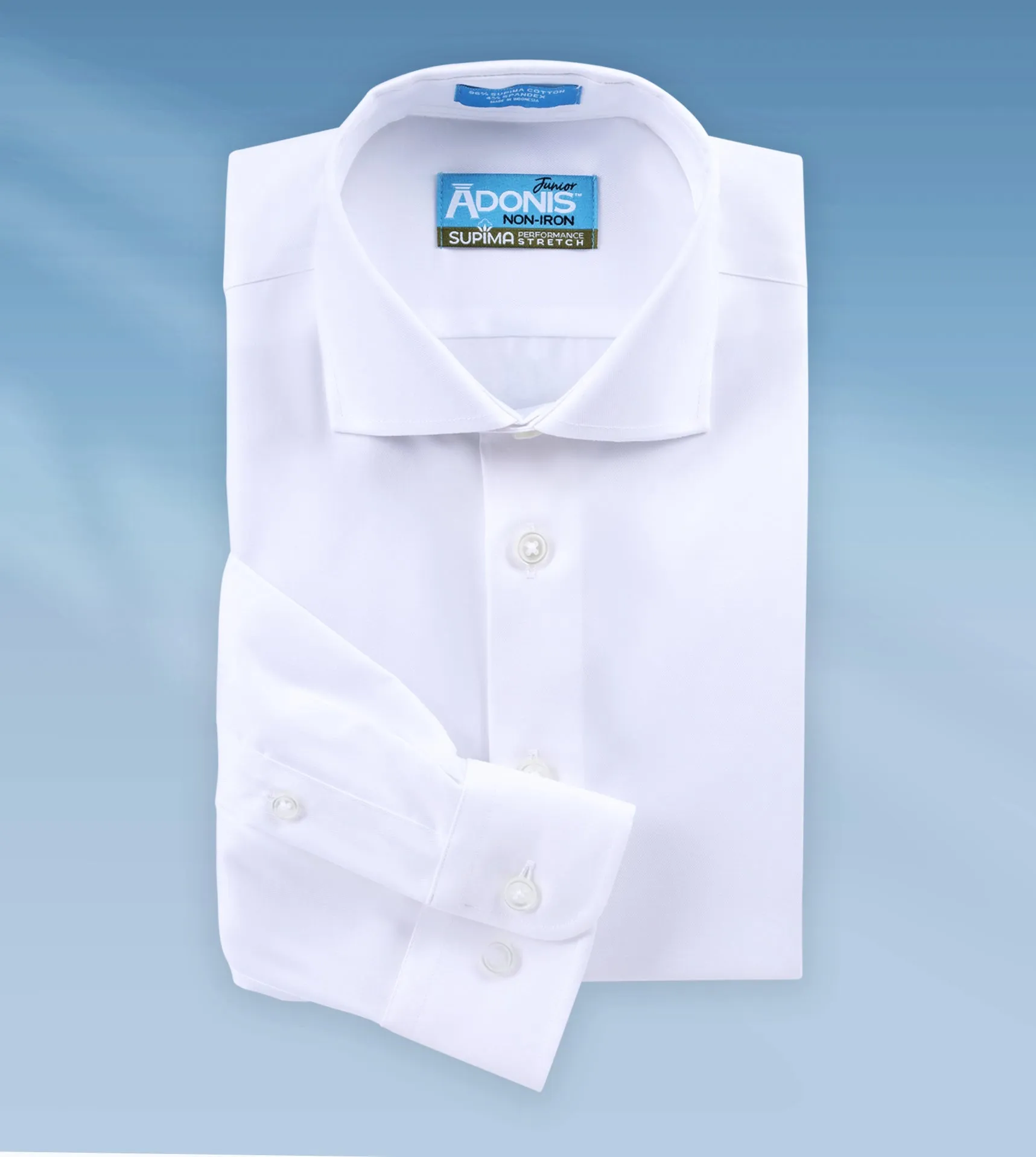 Boys Classic Fit Non Iron Cotton "Supima Performance Stretch Twill" Button Cuff Dress Shirt