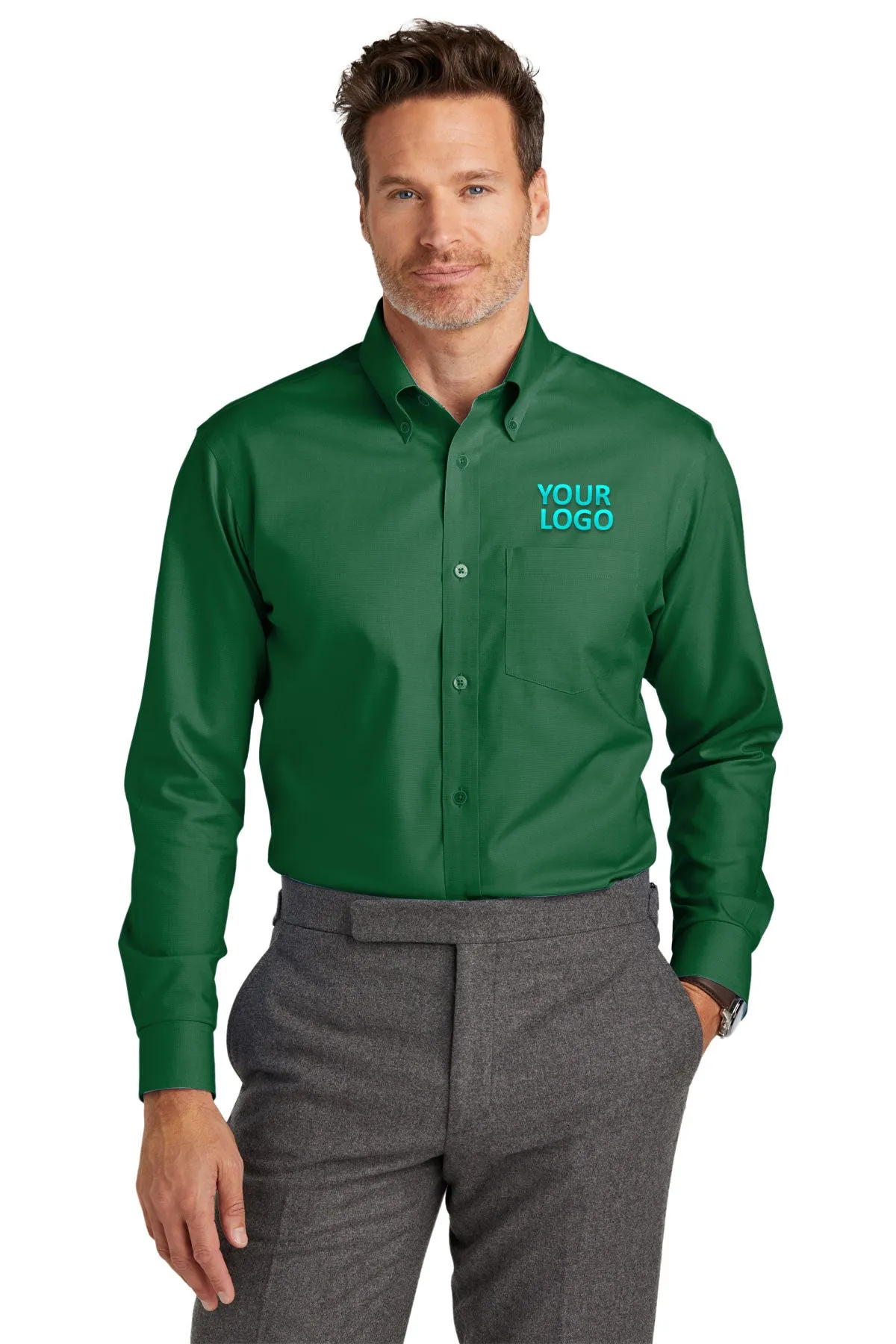 Brooks Brothers Wrinkle-Free Stretch Nailhead Shirt, Club Green