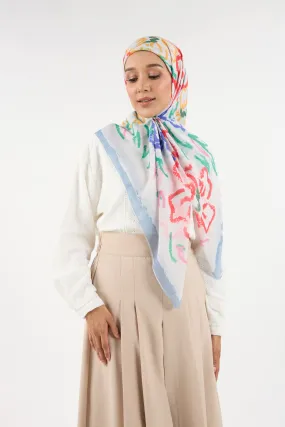 Bunga Raya Multi-White Square Scarf