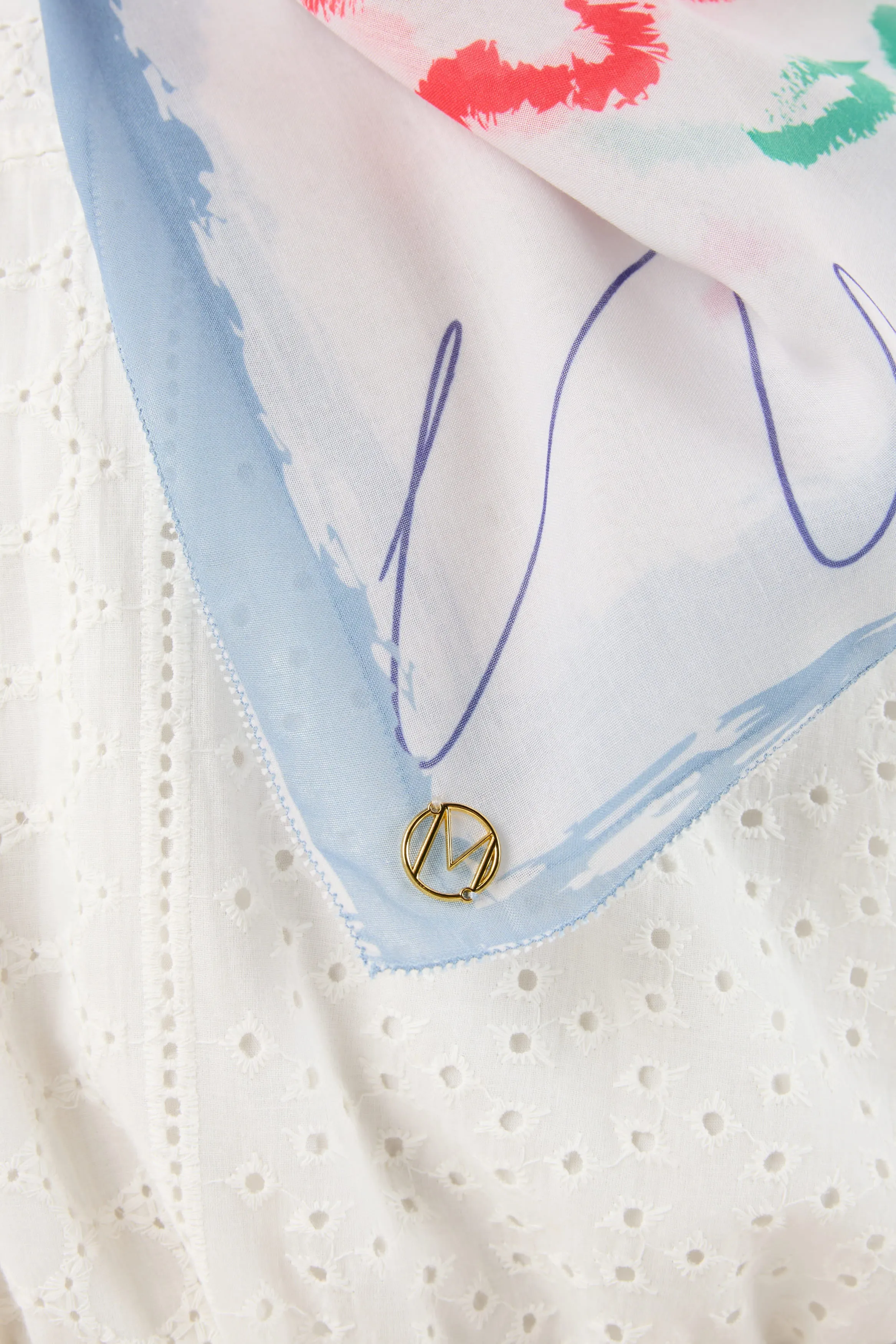 Bunga Raya Multi-White Square Scarf