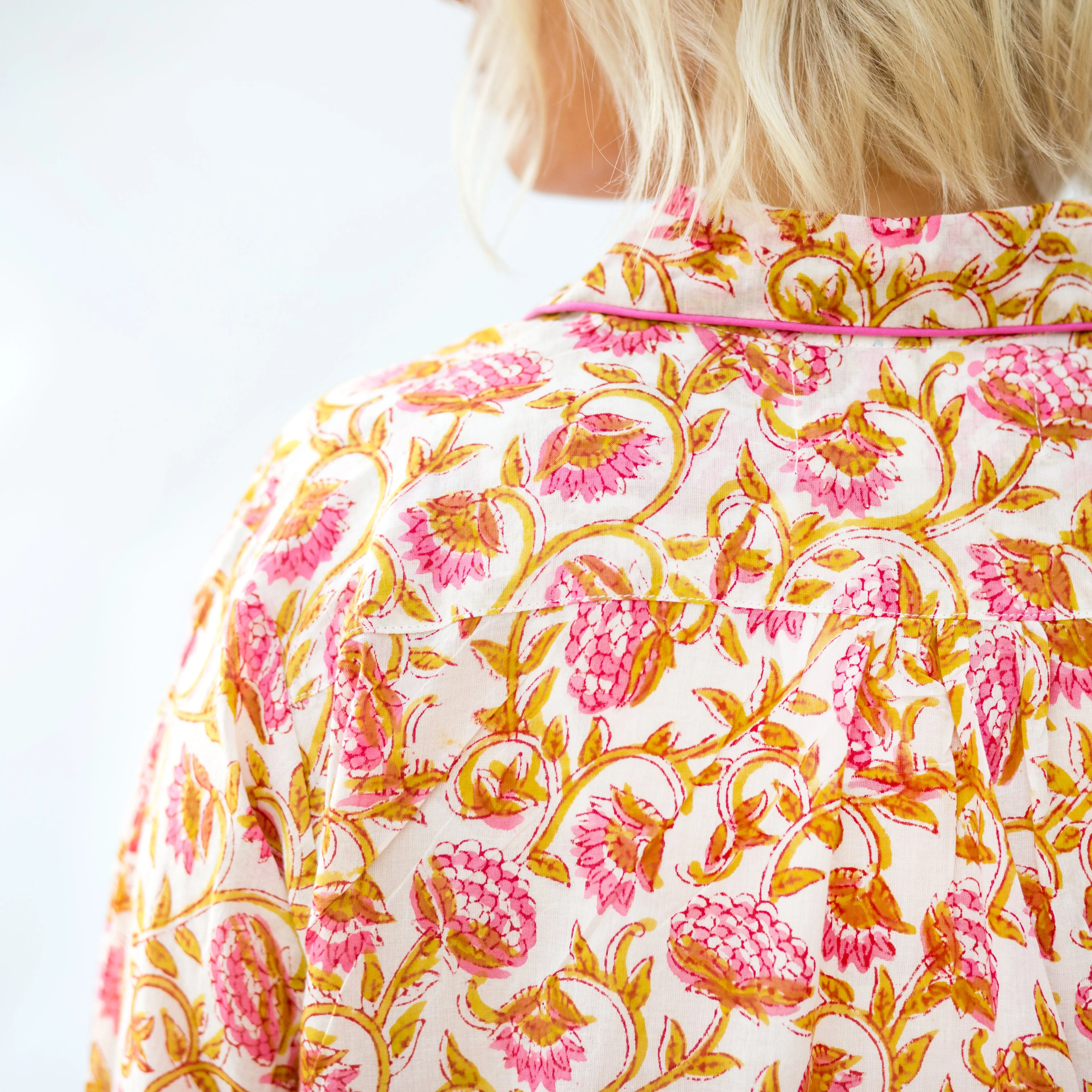 Cotton Night-shirt - Pretty Pink Floral Print
