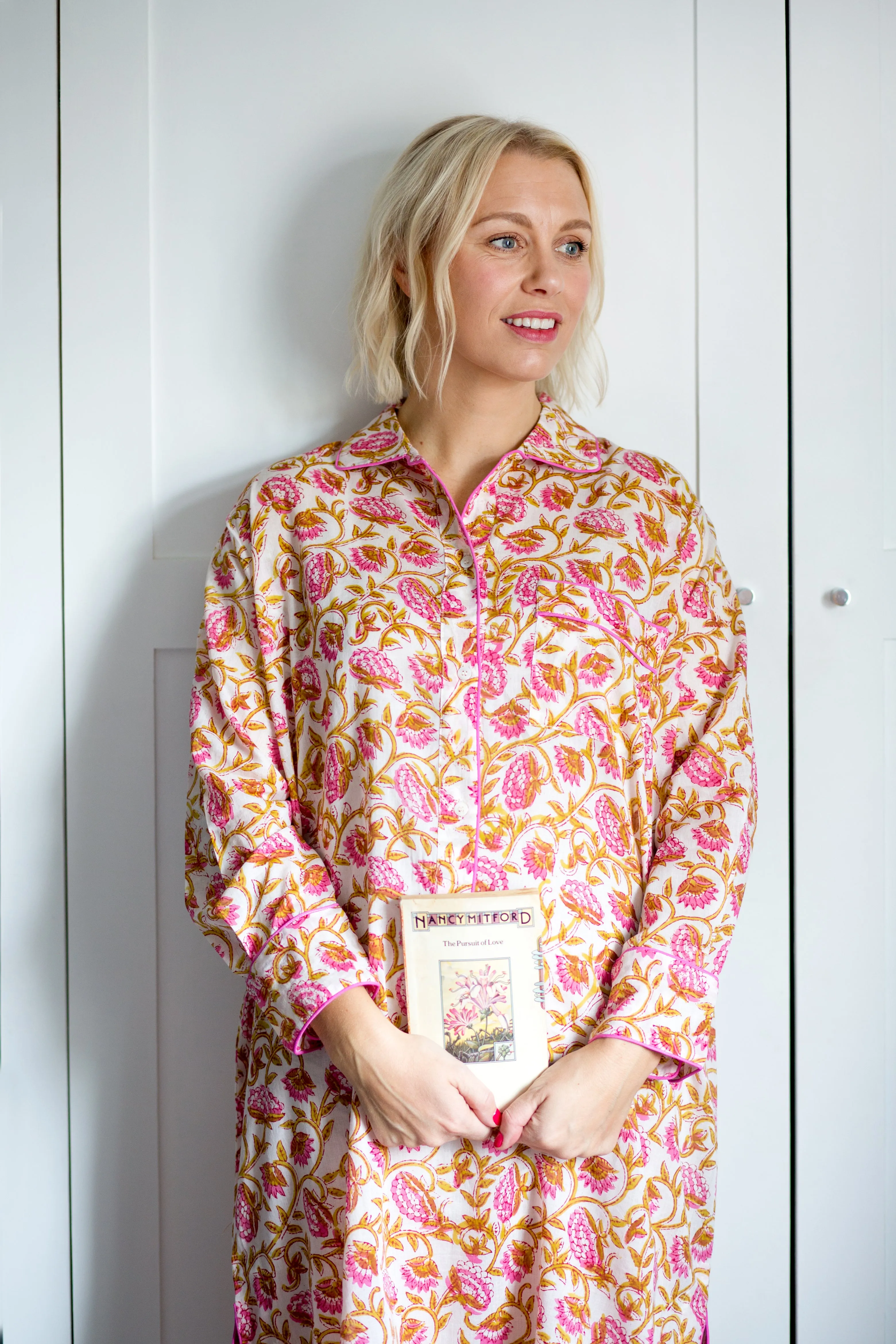 Cotton Night-shirt - Pretty Pink Floral Print