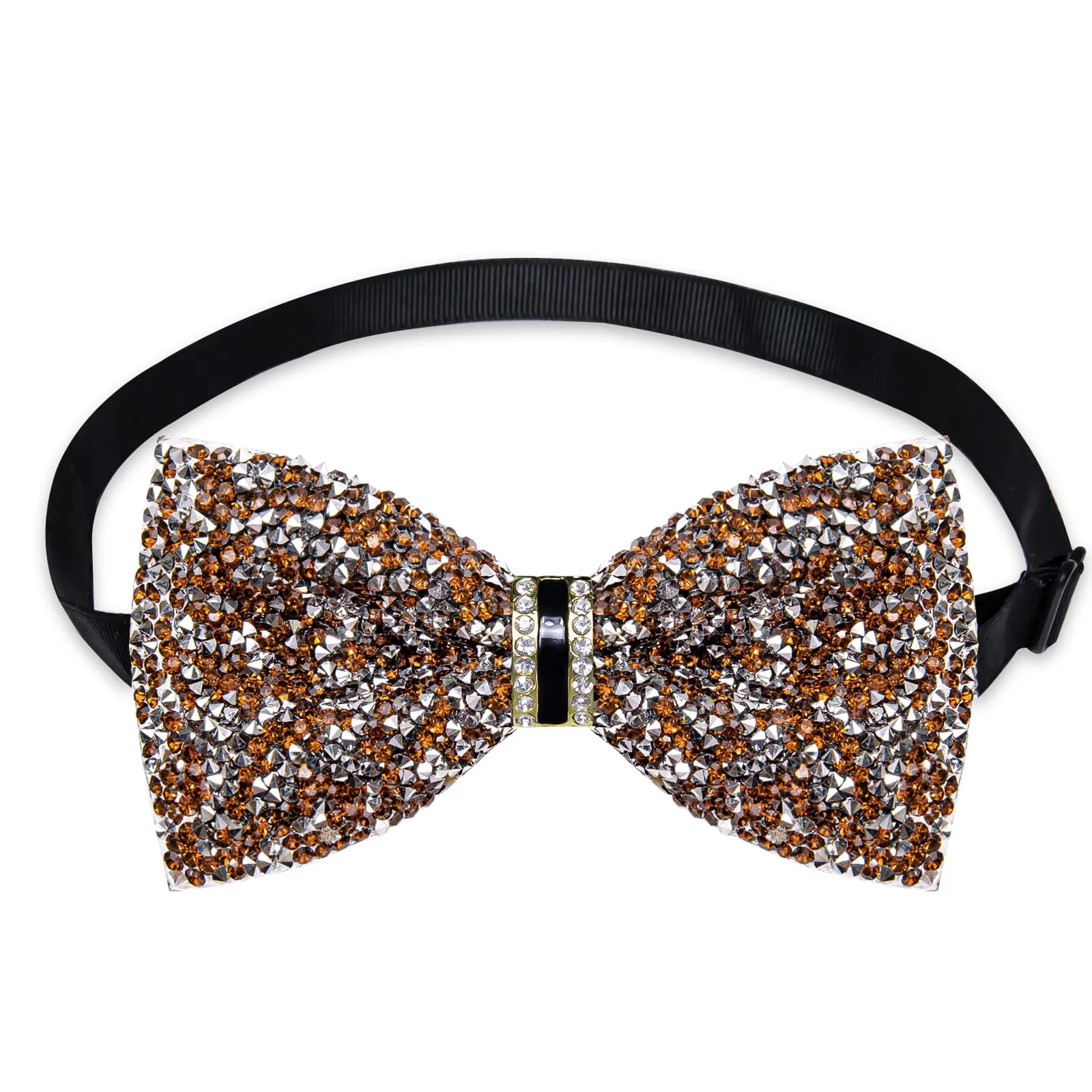 DiBanGu Imitation Diamond Bow Tie Gold Silver Crystal Men's Pre Tied Bow Ties