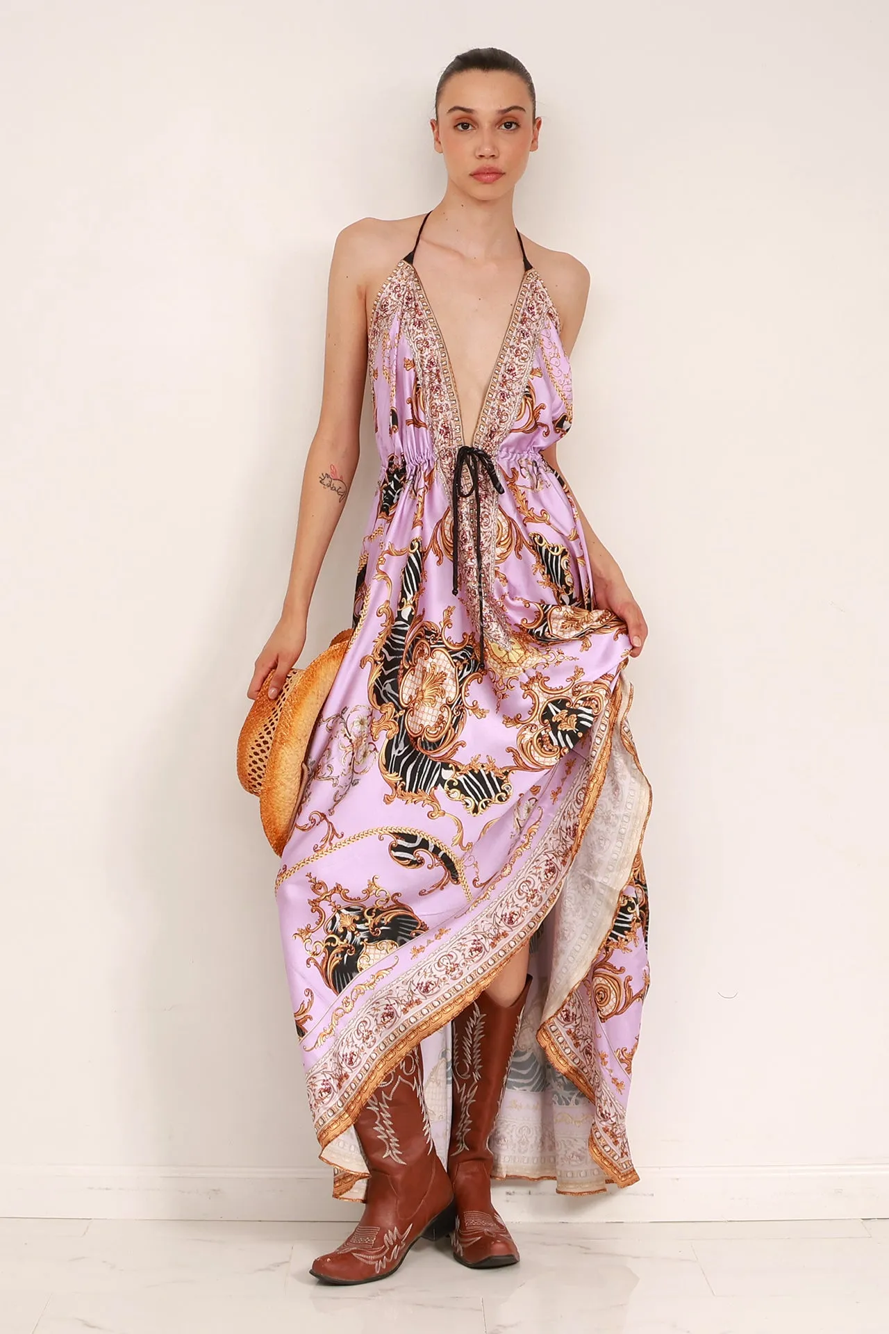 Digital Lavender Maxi Dress for Women