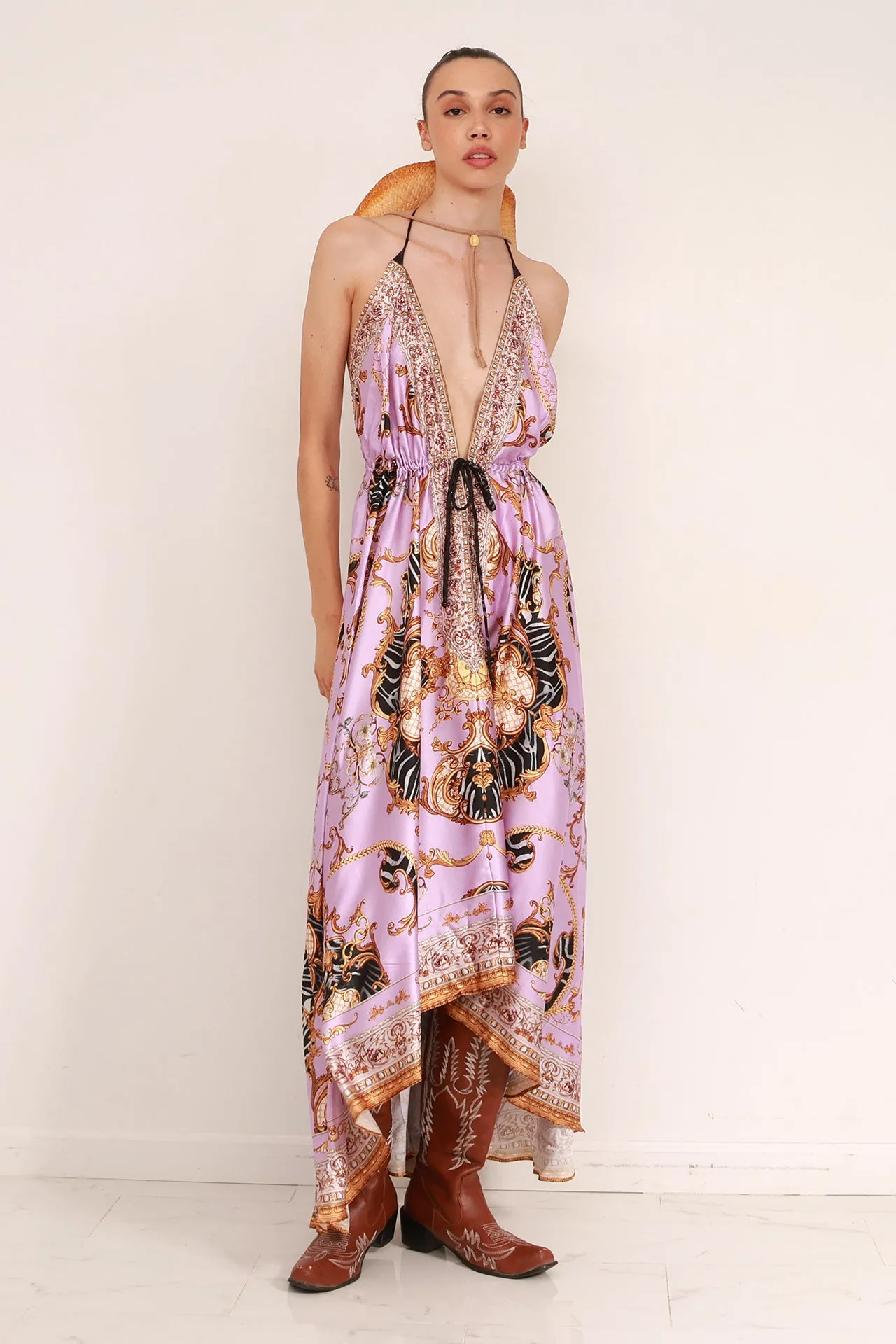 Digital Lavender Maxi Dress for Women