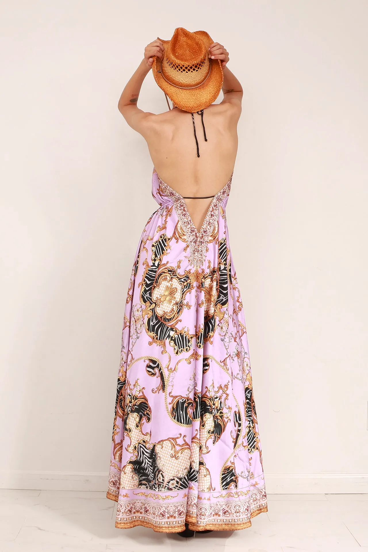 Digital Lavender Maxi Dress for Women