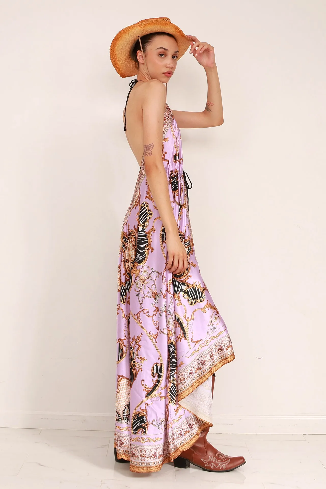 Digital Lavender Maxi Dress for Women