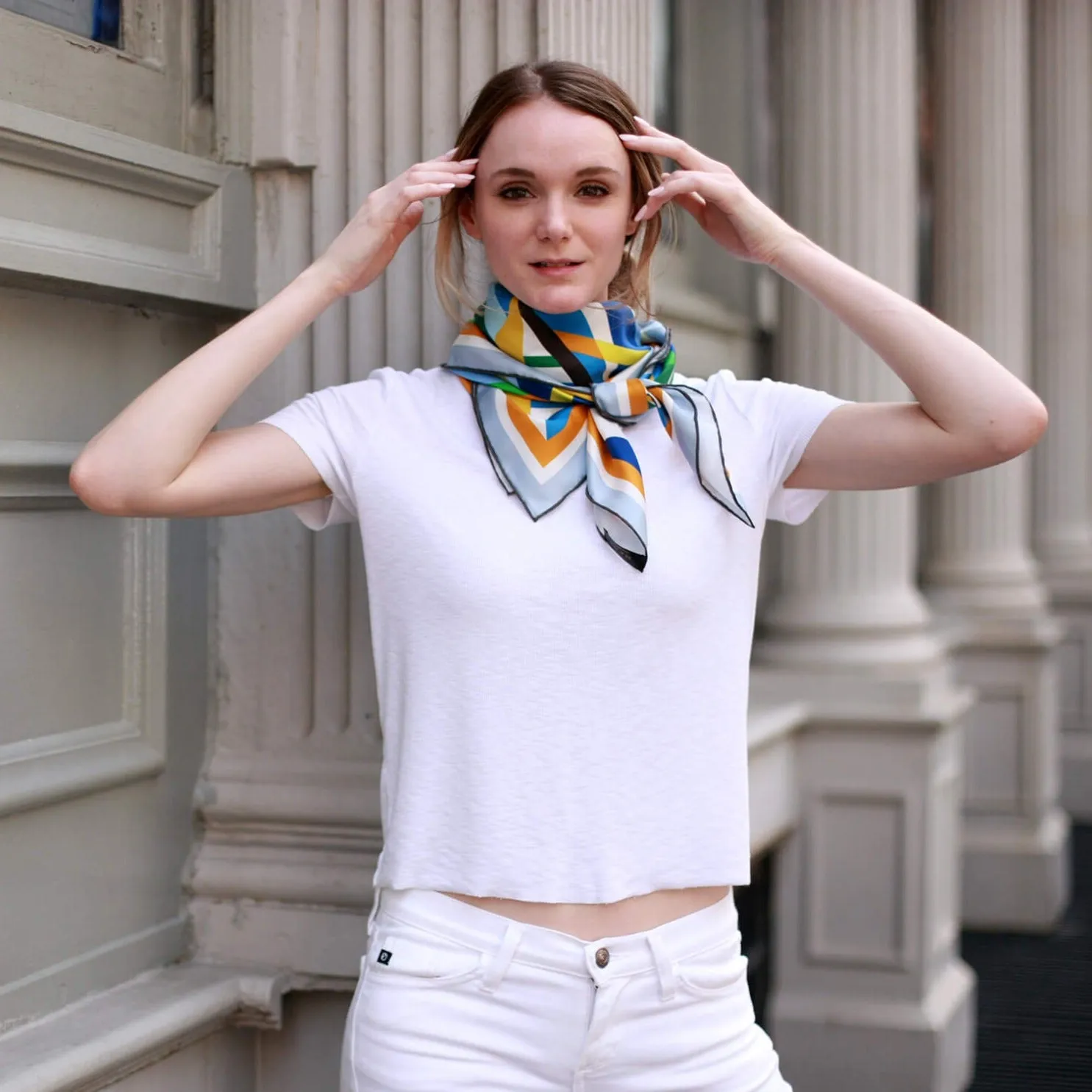 Double Sided Silk Scarf Of Triangle Magic