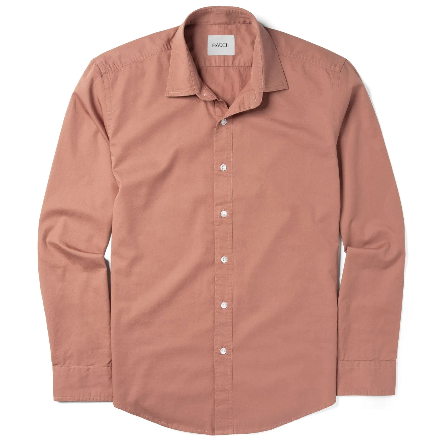 Essential Spread Collar Casual Shirt - Terra Cotta Cotton Twill