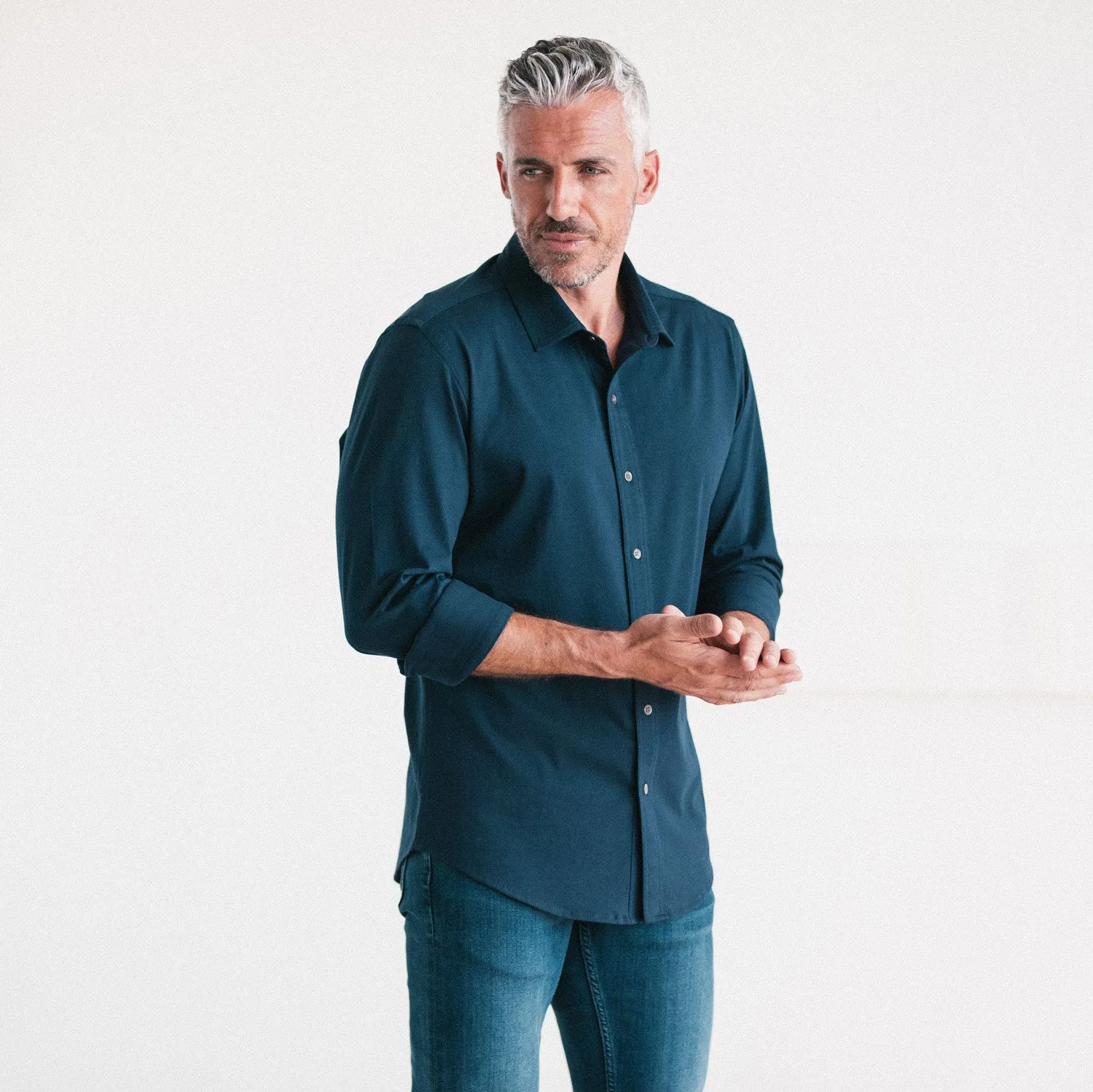 Essential T-Shirt Shirt - Navy Cotton Jersey