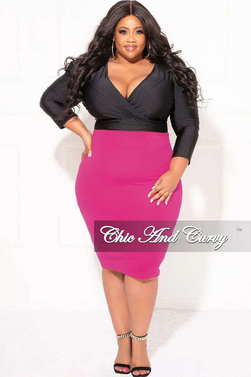 Final Sale Plus Size Pencil Skirt in Magenta