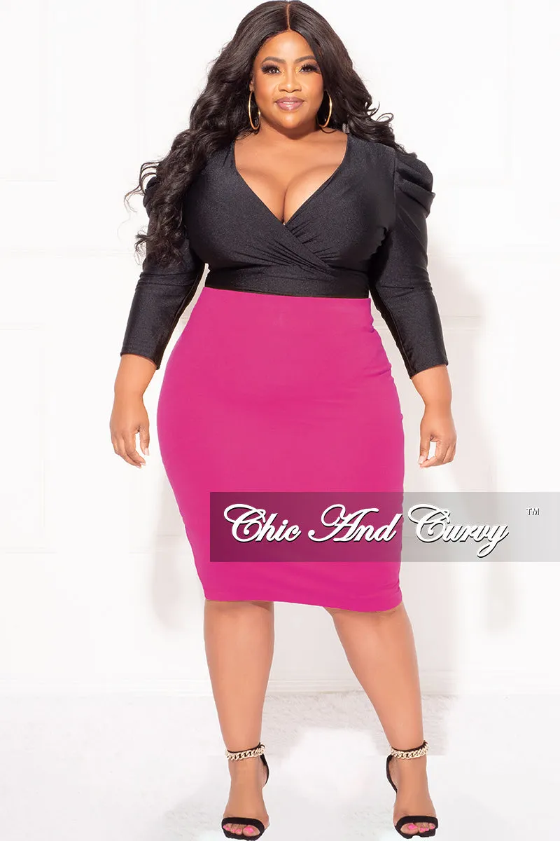 Final Sale Plus Size Pencil Skirt in Magenta