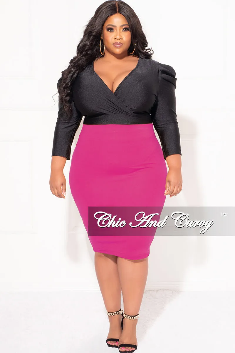 Final Sale Plus Size Pencil Skirt in Magenta