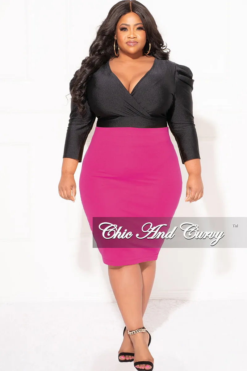 Final Sale Plus Size Pencil Skirt in Magenta