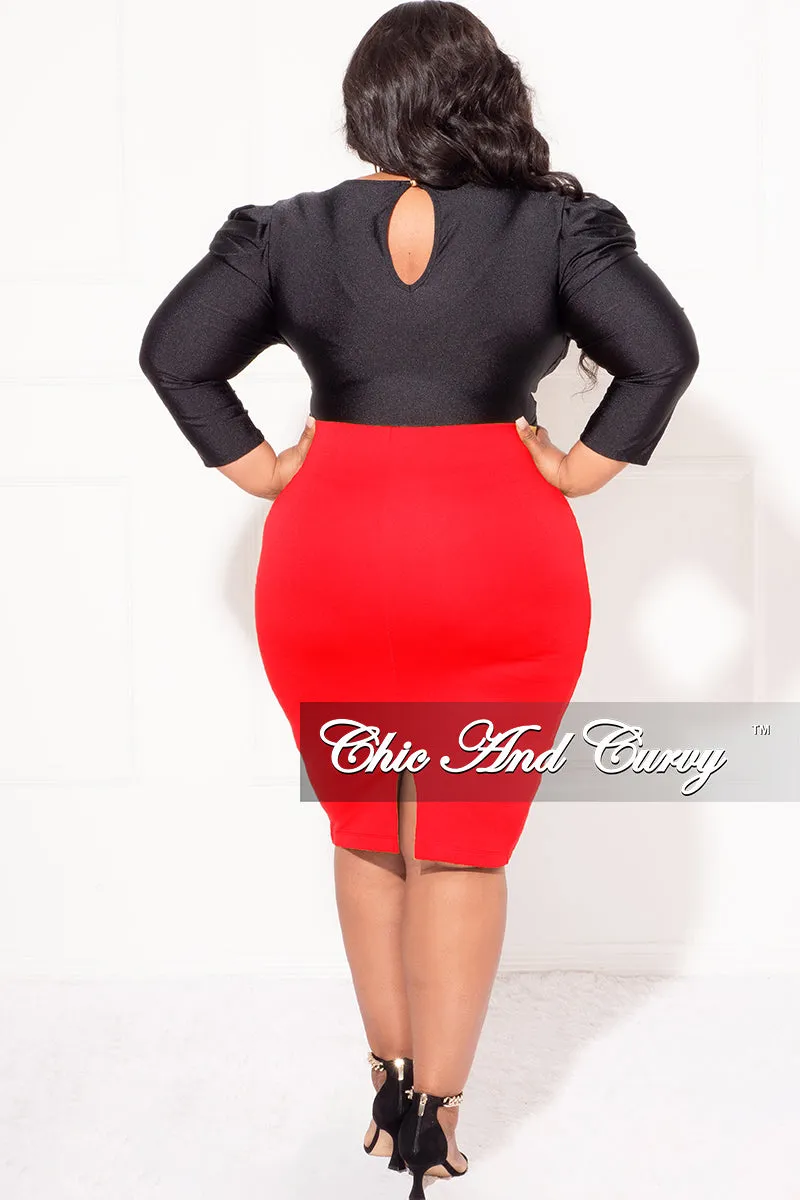 Final Sale Plus Size Pencil Skirt in Red