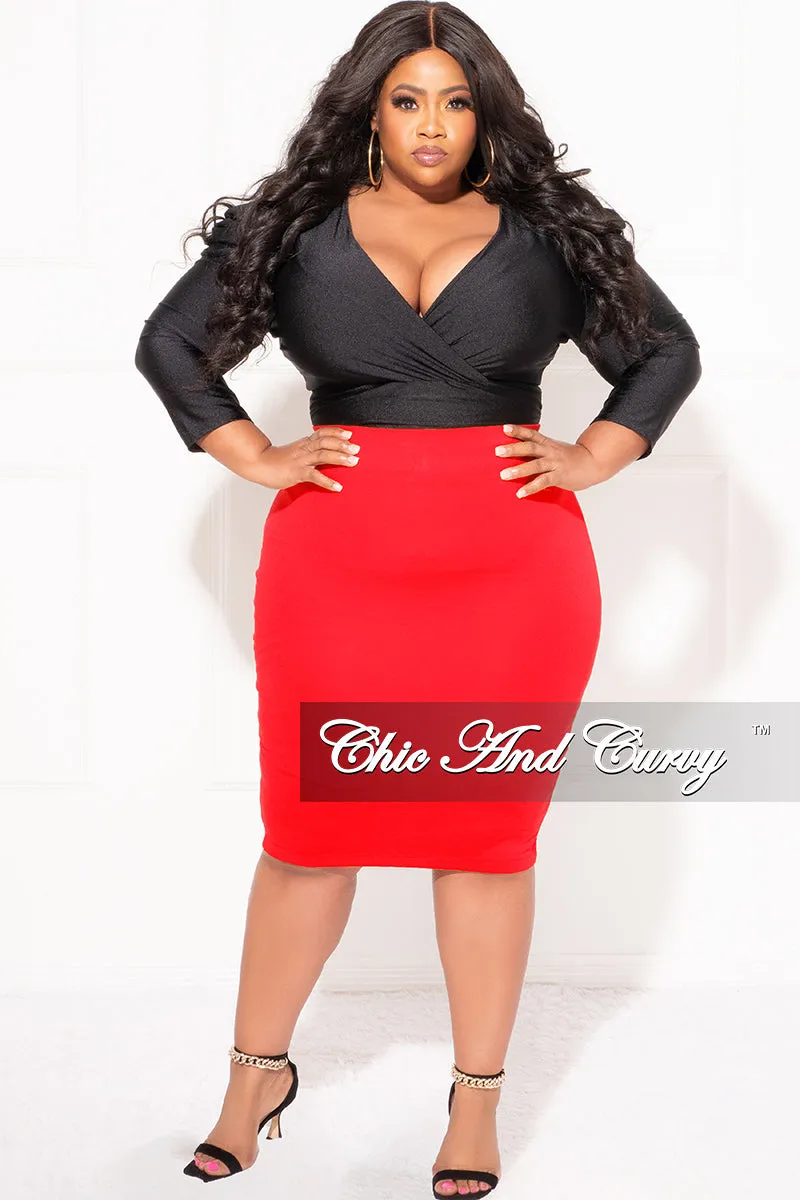 Final Sale Plus Size Pencil Skirt in Red