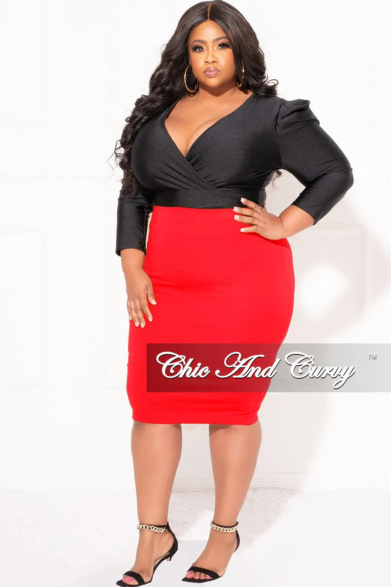 Final Sale Plus Size Pencil Skirt in Red
