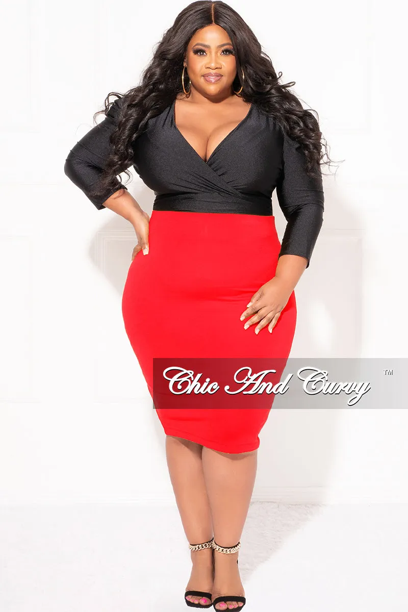 Final Sale Plus Size Pencil Skirt in Red