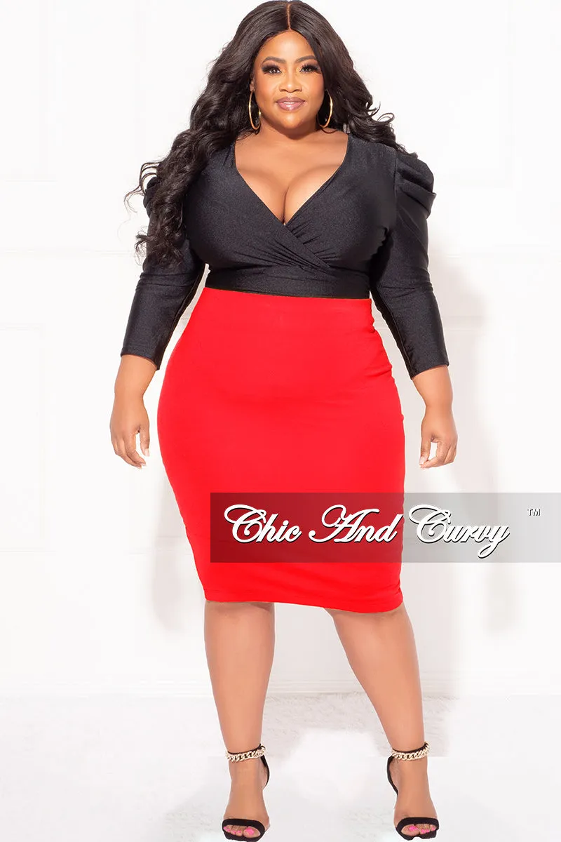 Final Sale Plus Size Pencil Skirt in Red