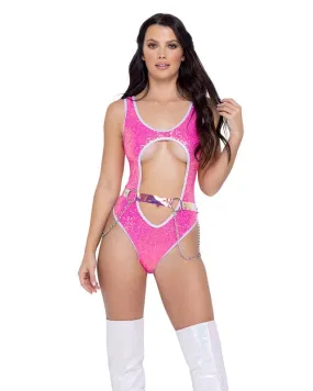 Hot Pink Vinyl w/ Chain Detail Belt Festival Ravewear