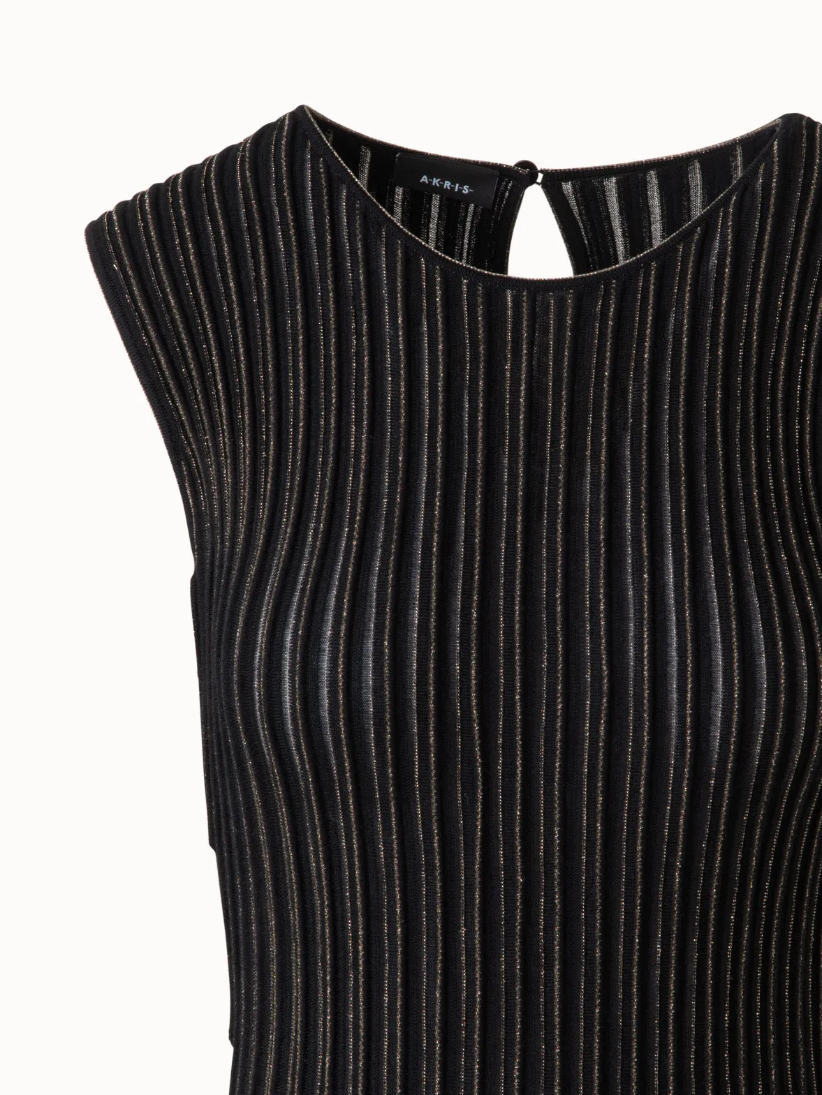 Knit Dress with Golden Lurex Stripes