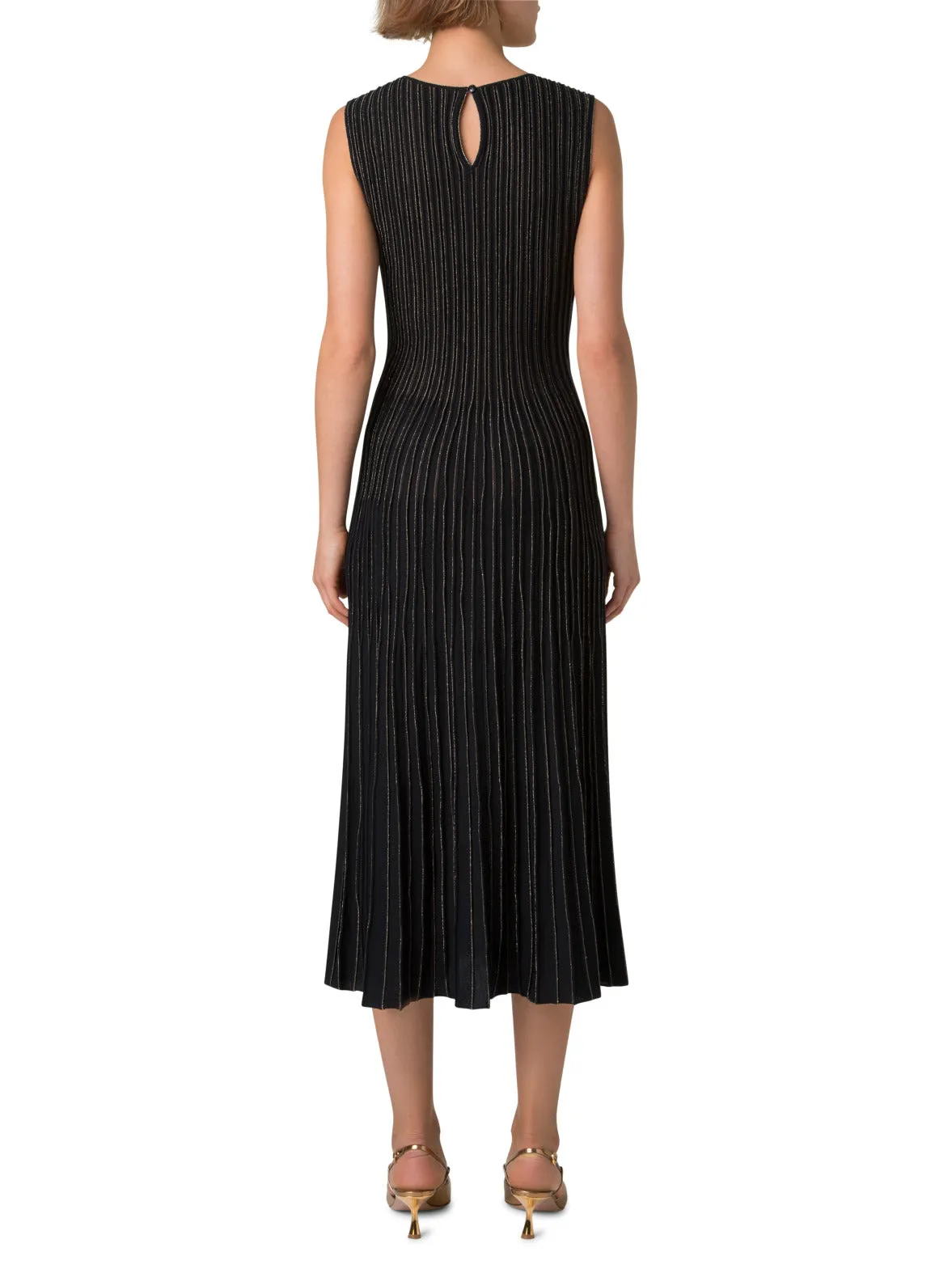Knit Dress with Golden Lurex Stripes