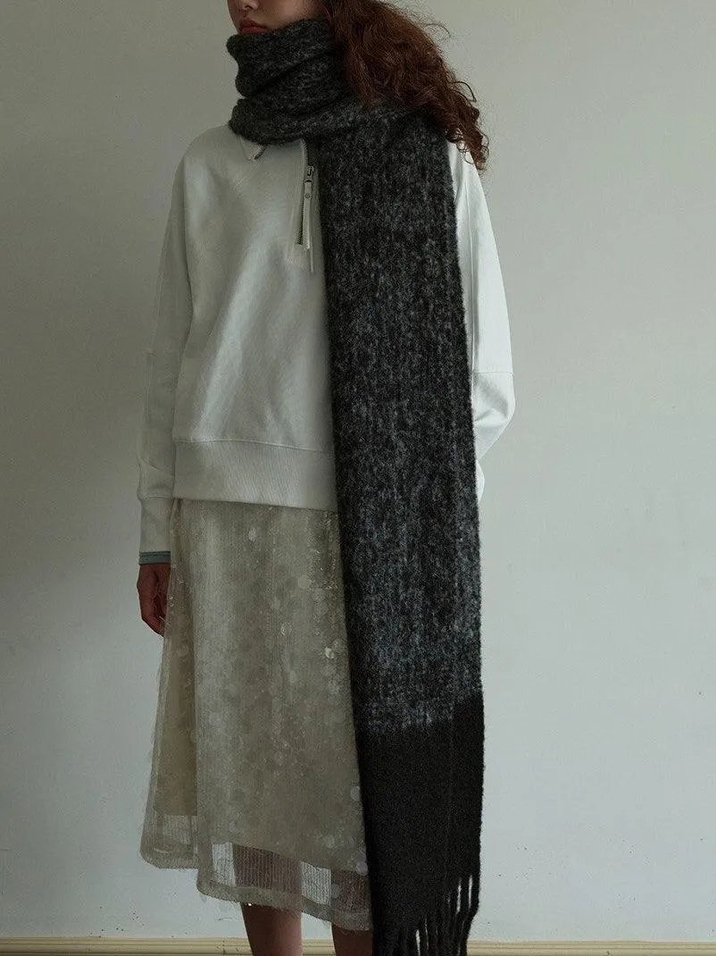 Ladies Black & Grey Color Block Soft Scarf YN019