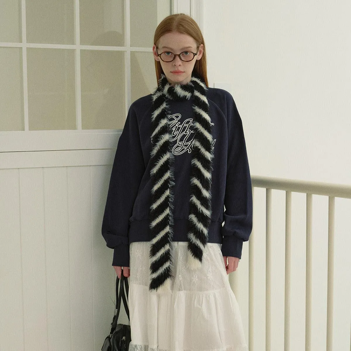 Ladies Color Block Stripe Kint Scarves YW4036