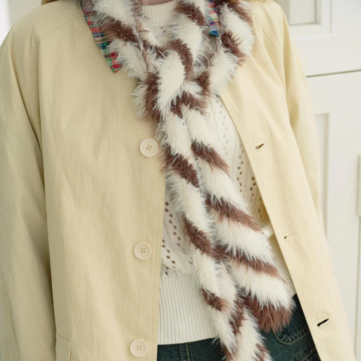 Ladies Color Block Stripe Kint Scarves YW4036