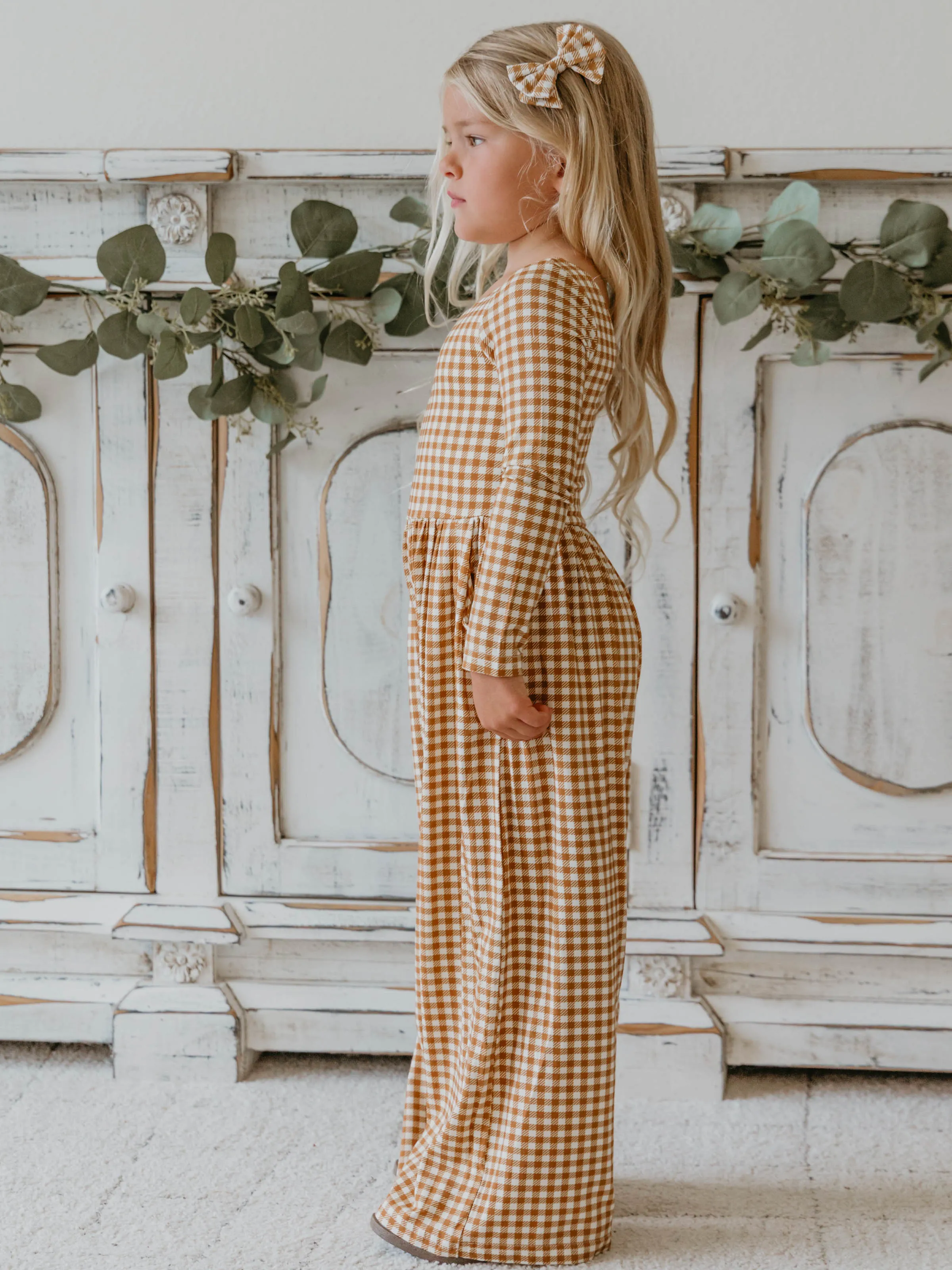 Leggy Romper - Mustard Gingham