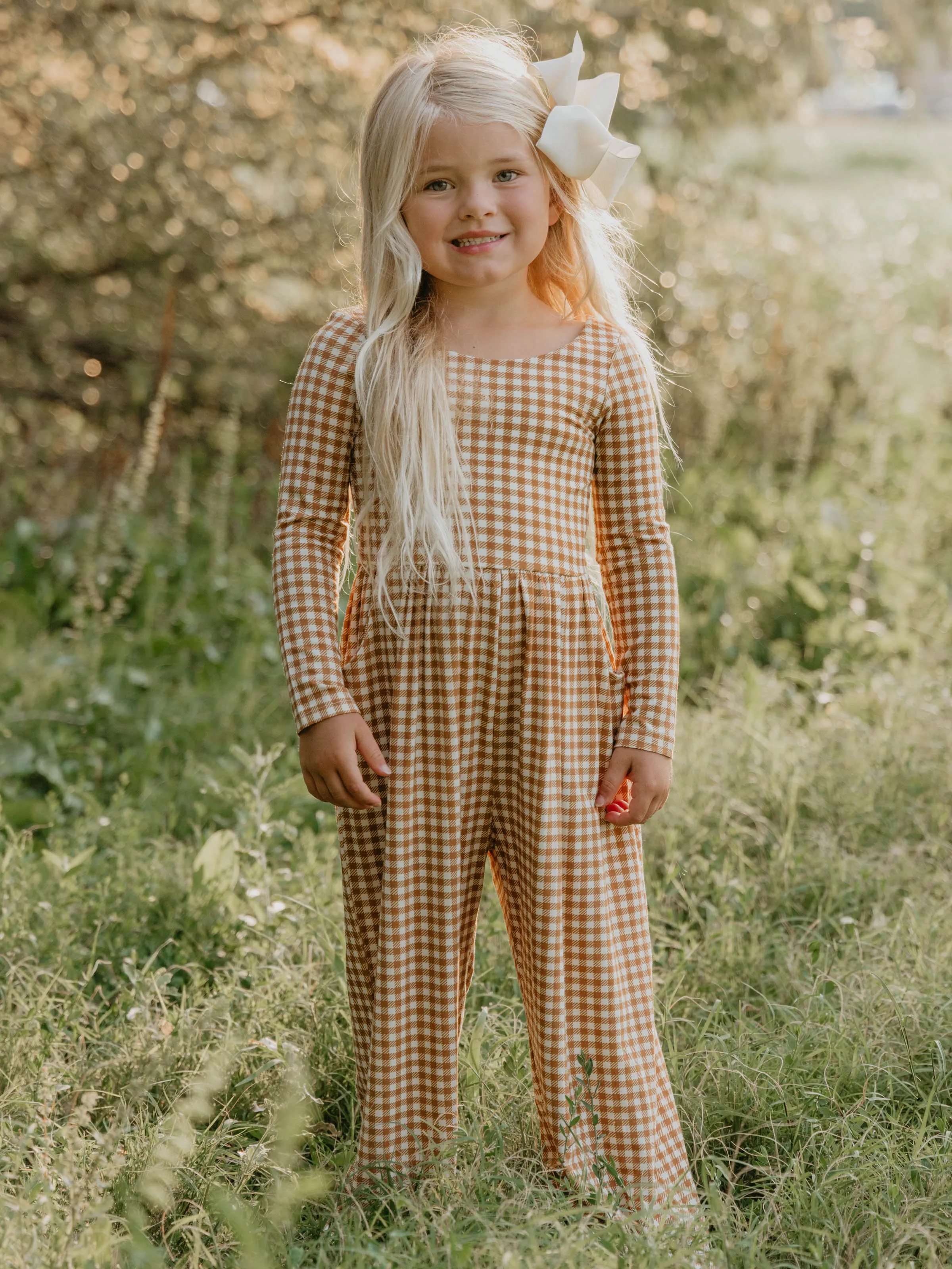 Leggy Romper - Mustard Gingham