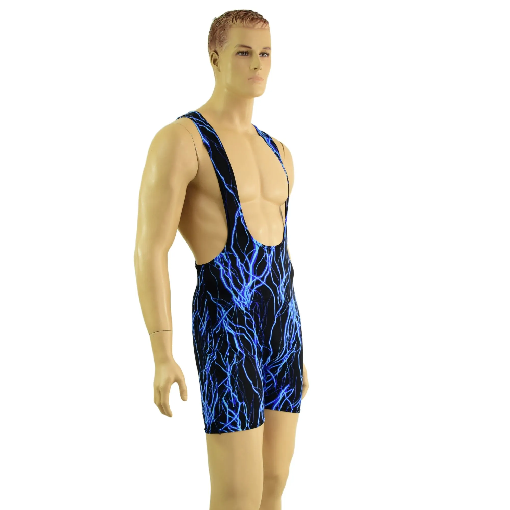 Mens Muscle Cut Y Back Singlet in Blue Lightning