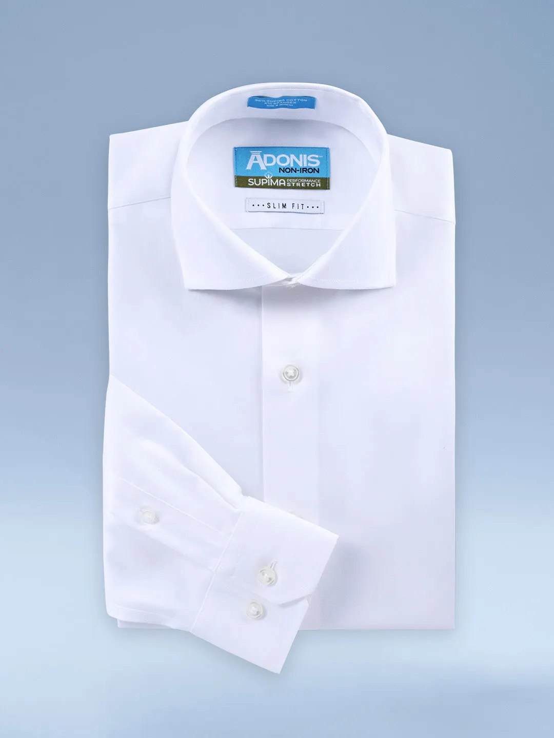 Mens Slim Fit Non Iron Cotton "Supima Performance Stretch Twill" Dress Shirt